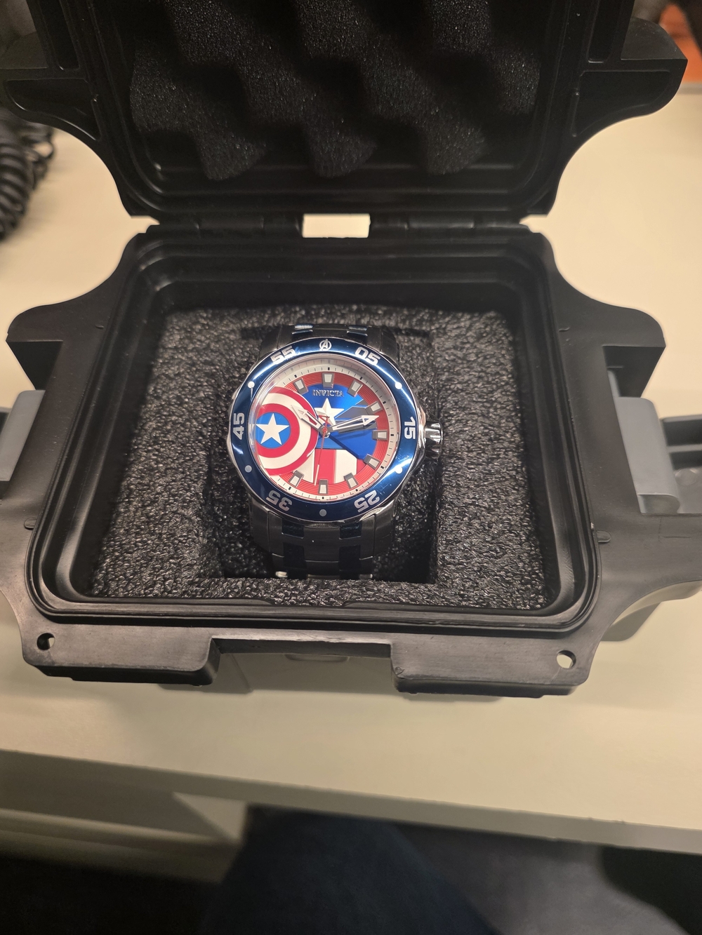 Invicta Men's Watch Red, Blue, and White Captain America Dial
